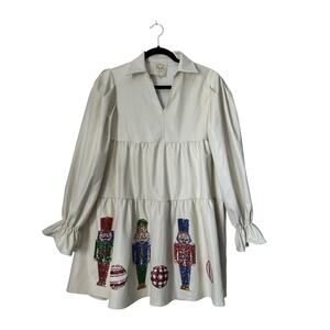 Vintage Y2K Fantastic Fawn Nutcracker Sequins Festive Holiday Faux Leather Dress